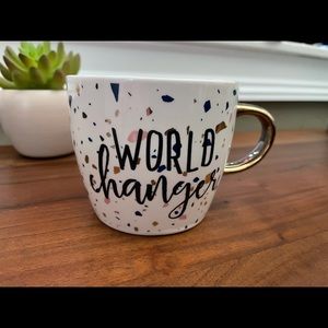 Urban Outfitters Mug Confetti Print "World changer” confetti w/ gold handle